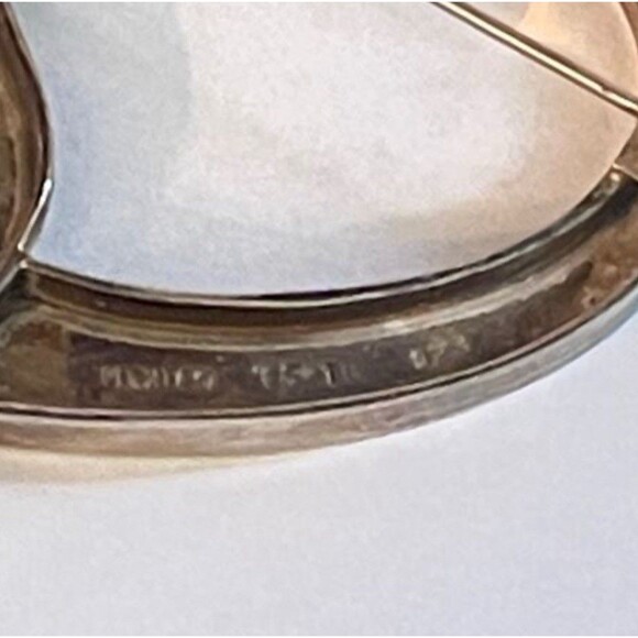 Mexico 925 Sterling Silver Large Open Heart Shaped Brooch Pin Modern Signed Vtg - Picture 3 of 3